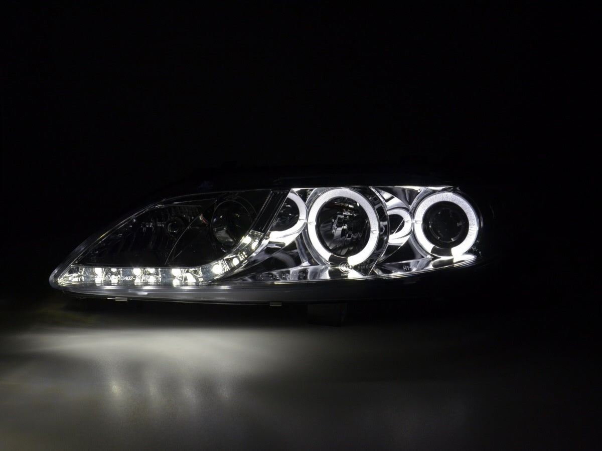 Scheinwerfer Set Daylight LED TFL-Optik Mazda 6 02-07 chrom Scheinwerfer Set Daylight LED TFL-Optik Mazda 6 02-07 chrom
